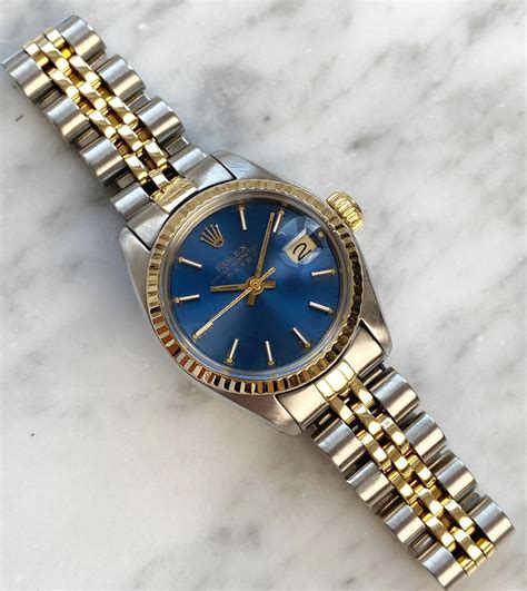 rolex gold blau silber